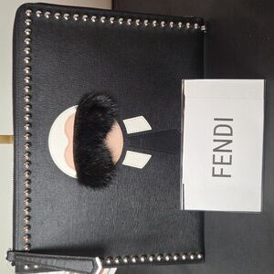 FENDI 2010’s Karlito Studded Leather Clutch/Pouch- Karl Lagerfeld  LIKE NEW COND
